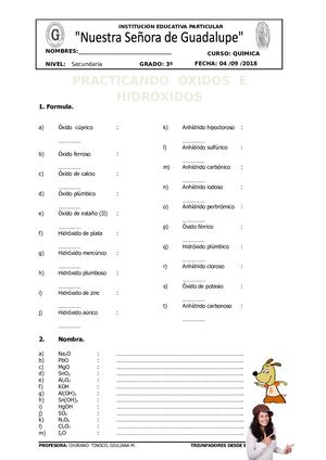 Guía De ÓXido E Hidróxido