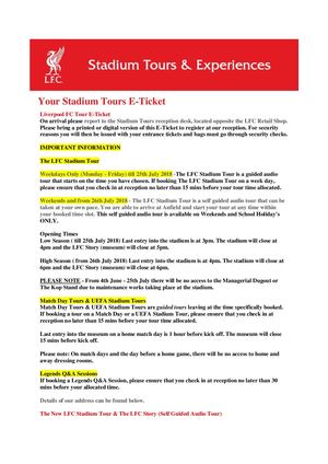 Your Stadium Tours E Ticket 23 09 2018