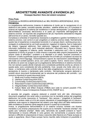 Architettura Avanzata d'Avionica  Parte Prima