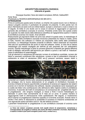 ARCHITETTURA AVANZATA d'AVIONICA Parte Terza
