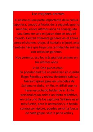 Los animes mas famosos