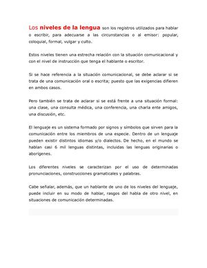 Niveles De La Lengua