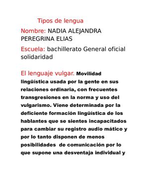 Tipos De Lengua