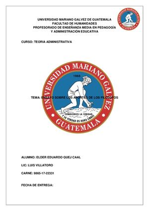 Ensayo Aportes A La Administracion