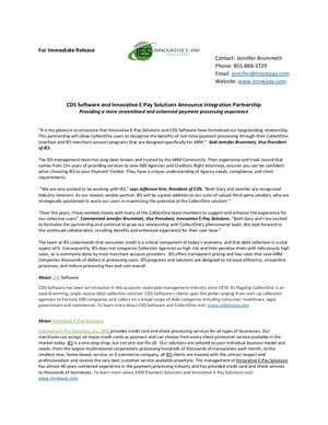 CDS Software and Innovative E-Pay Solutions Announce Integration Partnership