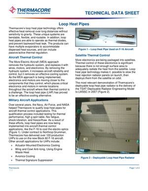 2018 Thermacore Loop Heat Pipe Data Sheet LHP CPL