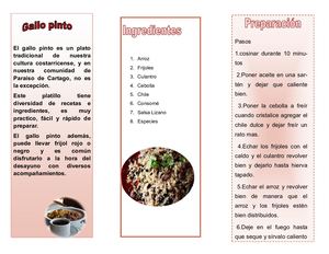 Brochure Comida Tipica Gallo Pinto