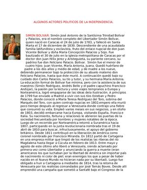 Algunos Actores Politicos De La Independencia