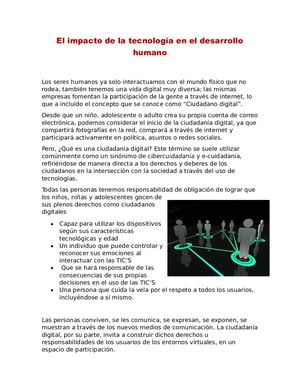 El Impacto De La Tecnología En El Ser Humano