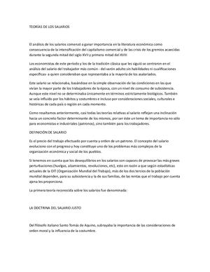Teorías De Los Salarios