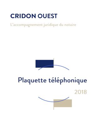 Plaquette Téléphonique CRIDON OUEST 2018/09