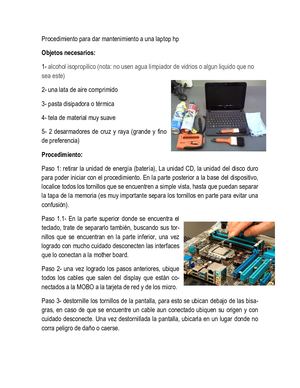 Procedimiento Para Dar Mantenimiento A Una Laptop Hp