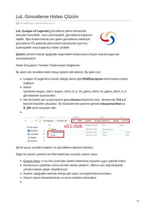 U11 Club Lo L Güncelleme Hatası Çözüm