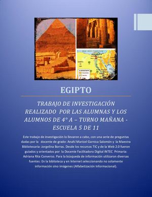 Trabajo De Investigacion De Egipto Por 4° A Escuela 5 De 11