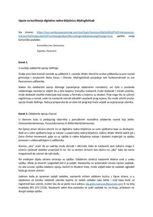 Upute Za Koristenje Digitalne Radne Biljeznice My English Lab 2 4