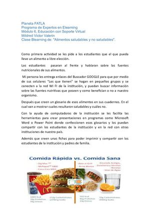 Alimentos Saludables Y No Saludables Mildred Victor Valerin