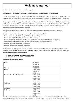 Règlement Intérieur 2018