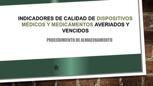 Indicadores De Calidad De Dispositivos Médicos Y Medicamentos
