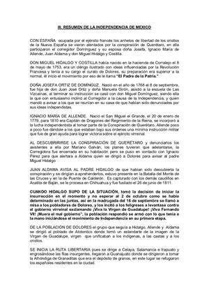 Iii Resumen De La Independencia