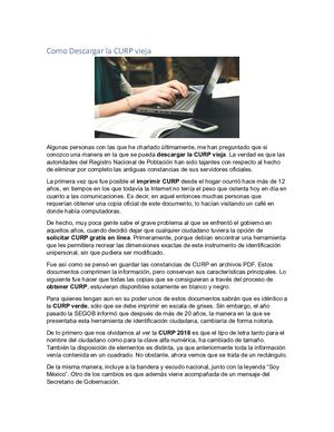 Como Descargar La Curp Vieja