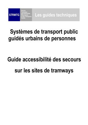FER - Guide Sur L Accessibilite Des Secours Sur Les Sites De Tramways