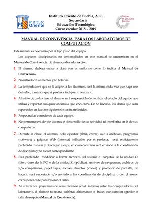 Manual De Convivencia Para Laboratorio De Computacion