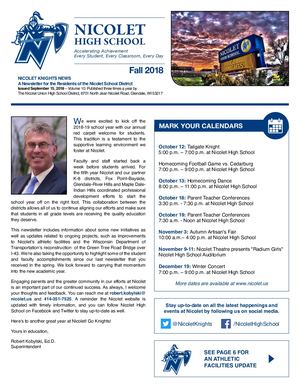 Nicolet High School District 2018 Fall Newsletter