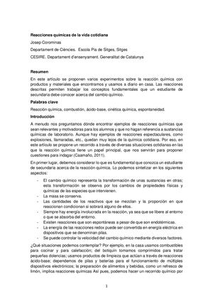 Reacciones Químicas De La Vida Cotidiana