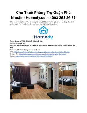 Cho Thuê Phòng Trọ Quận Phú Nhuận Homedy Com 093 268 26 87