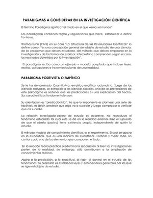 Paradigmas A Considerar En La Investigación Científica