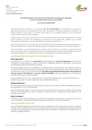 Communiqué Presse Semaine Accession Dynacité
