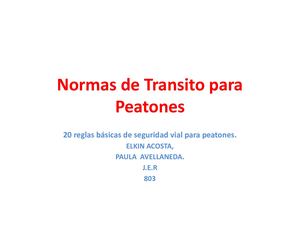 Normas De Transito Para Peatones