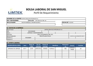 Convocatoria Limtek - Setiembre 2018