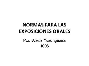 Normas Para Las Exposiciones Orales