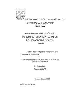 Investigación (Tesis Doctoral)  de Carmen Leon de Viloria