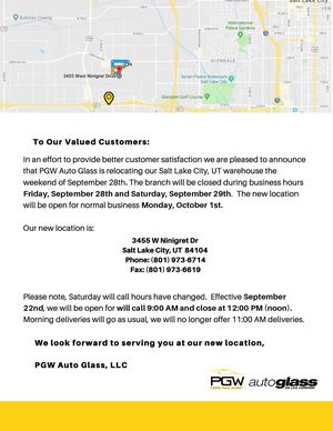 Branch Move Announcement - Salt Lake City