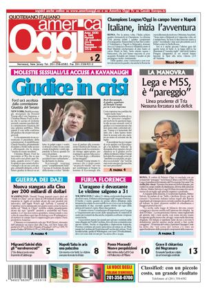 America Oggi 18 Settembre 2018