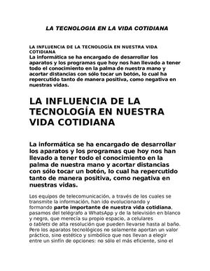 La Tecnologia En La Vida Cotidiana