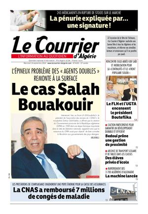 Le Courrier d'Algérie du mercredi 19 septembre 2018