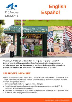 3° Bilangue Projet 2018