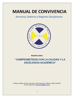 Manual Reglamento Estudiantil Liceo Mauricio Baez Oficial Definitiv O