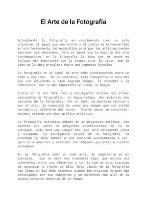 El Arte De La Fotografía