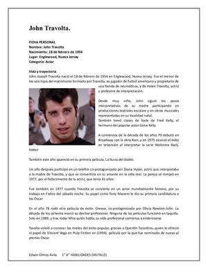 Biografia John Travolta Habilidades Digitales