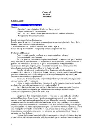 Comercial I Montiel Y Dean 1° Y 2° Parcial