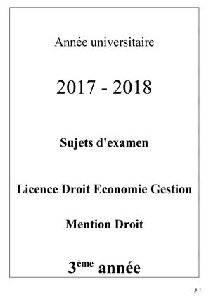 Annales 2018 - Licence Droit 3 - Faculté de Droit - Université de Poitiers