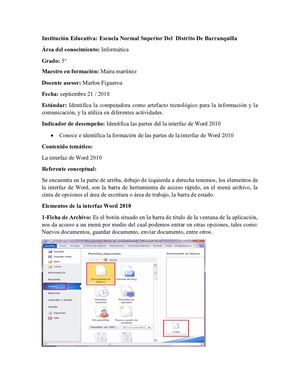 Plan Clase Interfaz De Word 2010