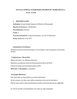 Plan Clase De Word