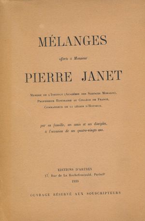 Mélanges offerts à Pierre Janet