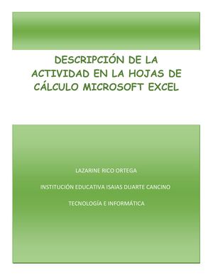 Actividad Explorando Microsoft Excel