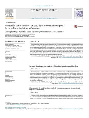 Planeación Por Escenarios Un Caso De Estudio En Una Empresa De Consultoría Logística En Colombia